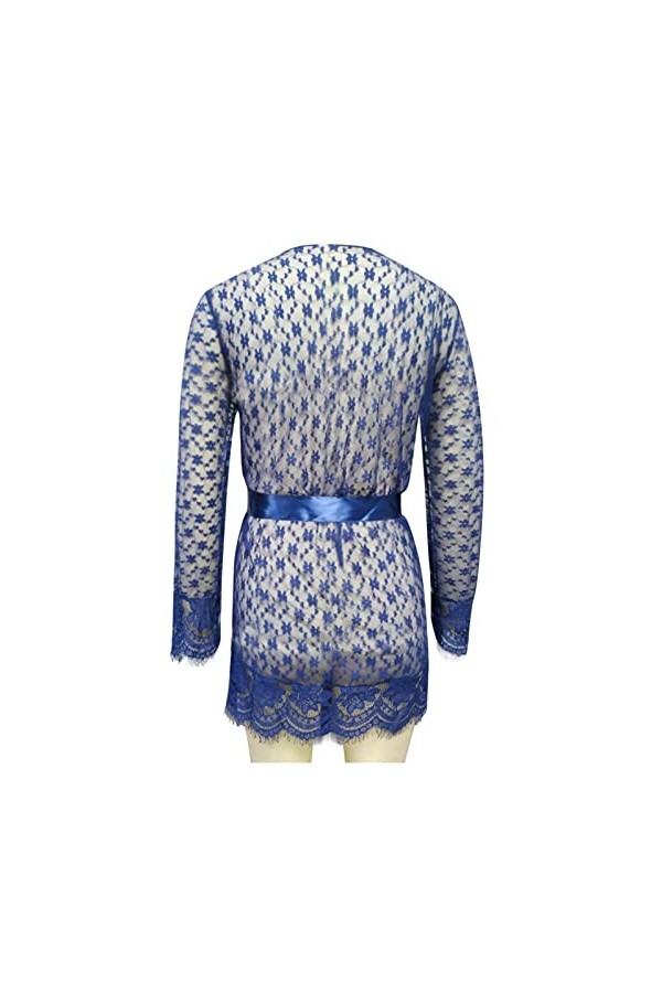 liaddkv Teddy Sexy avec Panty Vêtements de Nuit Dentelle Femmes V Profonde Lingerie Lingerie Nylon, Marine, XXL