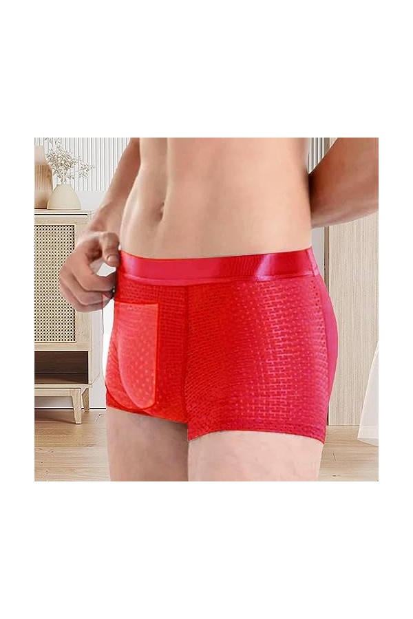 majs Culotte en Soie glacée - Boxer rembourré Respirant pour Hommes,sous-vêtements pour Hommes, Boxers Sexy pour Hommes, Boxe