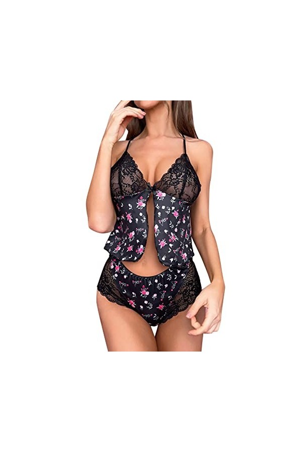 liaddkv Pyjama Femme Sous-vêtements Sexy Pyjamas Pyjamas Sexy Pyjamas Sexy Tenue Femme, Noir , XL