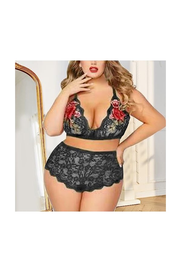 PTLLEND Lingerie Yeux amusants pour femmes Robe sexy de grande taille Dentelle Fuite Sein Sexy Sexy Lingerie attrayante Corse