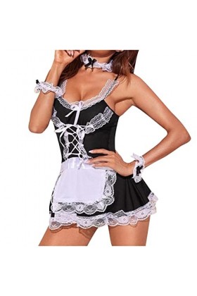 PANPANY Robe Sling Siamese Skirt sous-vêtements Thong épissage Femmes Dentelle Sexy Sexy Dentelle Black, M 