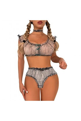 Lingerie Femme Sexy Ensemble Homme Sexy Hot y2*k Femmes Mode Impression Maille Lingerie Dentelle Lingerie Trois pièces Ensemb
