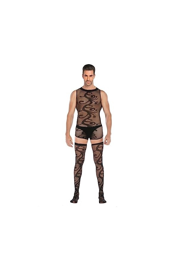 Générique Lingerie Homme Sexy Hot Collants Sexy en résille pour Hommes Joggeurs De Flanelle Hommes D, One Size 