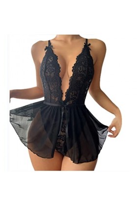 liaddkv Sous-vêtements amusants pour femme - Tablier sexy transparent - Sous-vêtements en dentelle - Corset sous la poitrine 