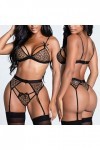 Zannycn Ensemble de lingerie sexy pour femme - Ensemble de lingerie érotique - Soutien-gorge et culotte - Ensemble licol - Te