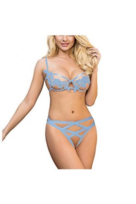 sous-Vetements Femme Erotique Lingerie Sexy Ensemble Dentelle Vêtements De Nuit 2 Pièce Ensemble Soutien Gorge et String Sexy