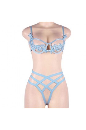 sous-Vetements Femme Erotique Lingerie Sexy Ensemble Dentelle Vêtements De Nuit 2 Pièce Ensemble Soutien Gorge et String Sexy