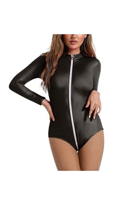 ADMAY 2023 New y/2k Style Lingerie sous-vêtements érotiques à Fermeture éclair à Manches Longues de Couleur Unie pour Femmes 