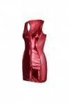 UOWEG sous-vêtements Artificial Women Bodysuit Sexy Siamese Set Clubwear Leather Zipper Lingerie Sexy Simili Cuir Red, XXXL 