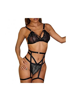 UOWEG Set de sous-vêtements pour Femmes Ensemble Sexy Trois pièces pour Femmes Dentelle sous-vêtements Sexy Menstruelle Abond