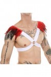 Junhasgood Gaufre Robe Homme Décoration de Plumes pour Hommes Corset Sexy Sangle de Poitrine Anneau en métal Bondage Gilet év