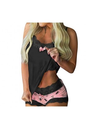 MNRIUOCII Lingerie en dentelle pour femme - Combinaison de nuit sexy - Short court, Rose, M