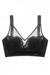 Lengire Soutien-gorge sexy pour femme avec poitrine fine et grande taille sans bord en acier sans bosses sans éponge, Noir , 