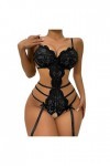 Body sexy en dentelle à lentrejambe pour femme - Body push-up en dentelle avec strass - Grande taille - Pour la Saint-Valent