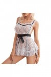 YWSTYllelty Lingerie Ensemble 3 Pièces Womens See Through Lingerie Sexy Fancy Roleplay Outfit Sets Sheer Robes Role Play Cosp