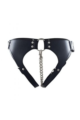 2023 New y2.k Style Lingerie Lingerie Sangle Cuir Femme Sexy Super Slip Soutien Gorge Cuir Black, One Size 