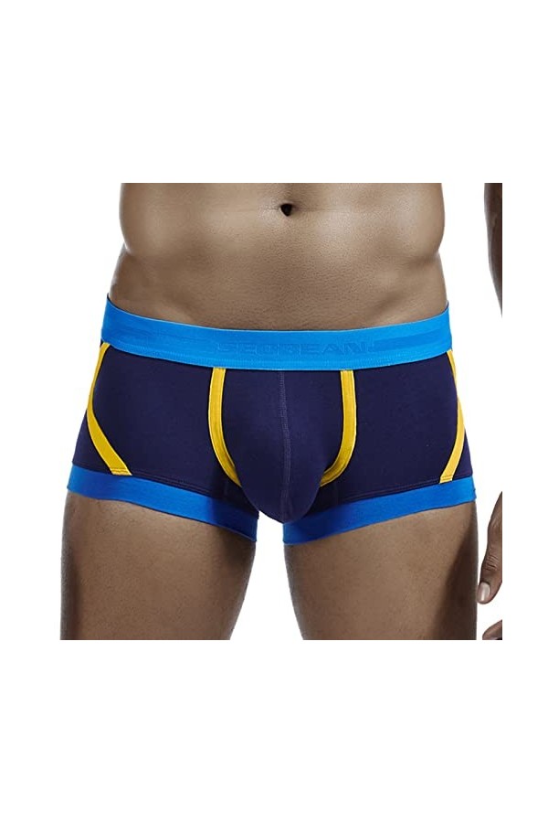 Boxer homme respirant confortable taille basse sexy respirant fonctionnel sous-vêtement homme, bleu, M