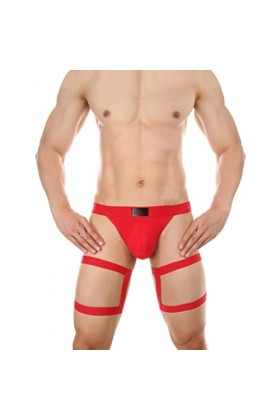 chiphop Robe De pour Hommes Anneau en Acier Sexy pour Hommes String Creux Taille Basse Discothèque Stage Leg Straps String so