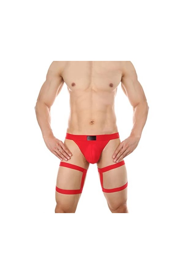 chiphop Robe De pour Hommes Anneau en Acier Sexy pour Hommes String Creux Taille Basse Discothèque Stage Leg Straps String so