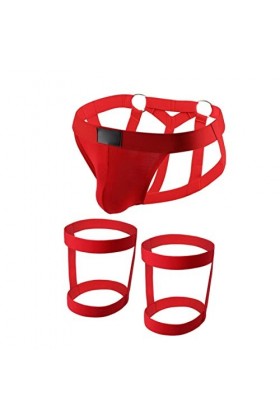 chiphop Robe De pour Hommes Anneau en Acier Sexy pour Hommes String Creux Taille Basse Discothèque Stage Leg Straps String so