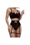 Zannycn Ensemble de lingerie sexy en dentelle pour femme - Ensemble de sous-vêtements érotiques - Soutien-gorge et culotte - 