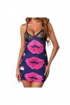 Briskorry Sous-vêtements sexy pour femme - Robe de nuit Stain Lady - Confortable - Dos nu - Grande taille