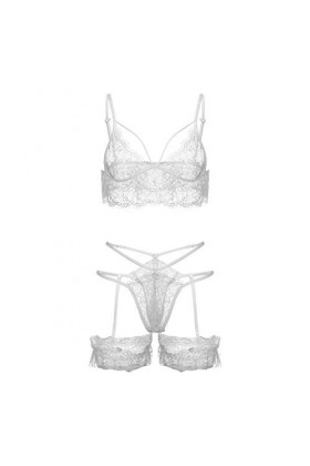 Sous-vêtements de mode sexy pour femme en dentelle creuse sous-vêtement Ba-G-Tring-String-Set 2-XL Sexy Costume de Noël Ensem