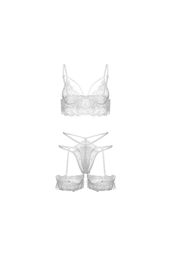 Sous-vêtements de mode sexy pour femme en dentelle creuse sous-vêtement Ba-G-Tring-String-Set 2-XL Sexy Costume de Noël Ensem