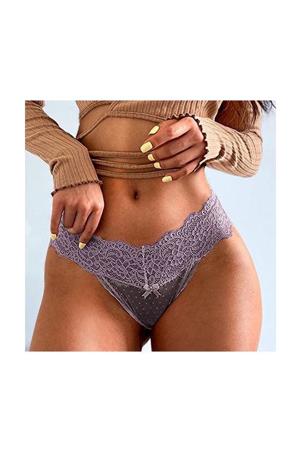 HELLORSOON Brassière Allaitement Fleur Dentelle Transparent Femmes sous-Vêtements String Sexy Évider Culotte Traceless Voir