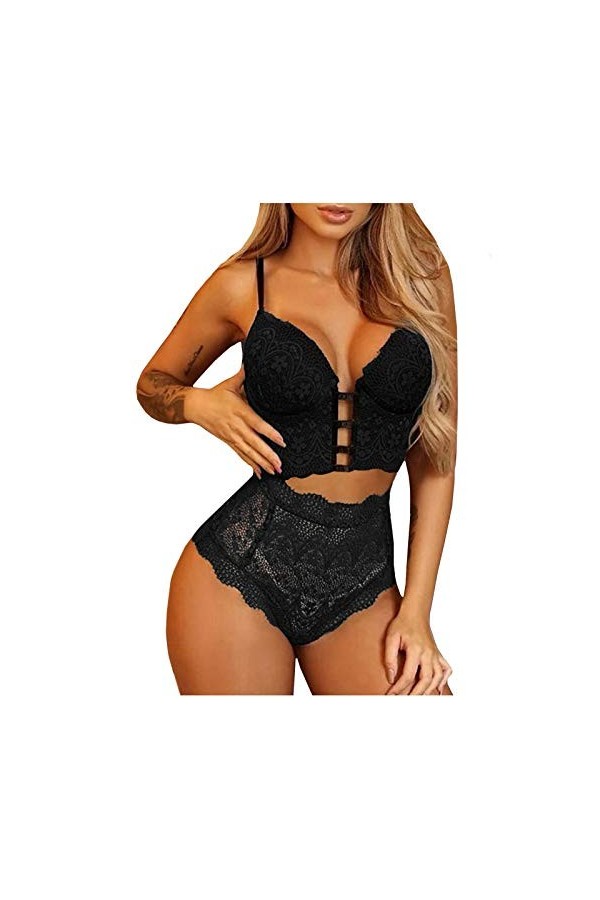 Ensemble Lingerie Femme 2 Pieces Sexy De Push-Up en Dentelle sous-Vêtements De Seduction Dentelle Soutien-Gorge Et Culotte En