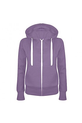 Gefomuofe Sweat-shirt à capuche pour femme - Couleur unie - Avec capuche et cordons de serrage, B violet., L