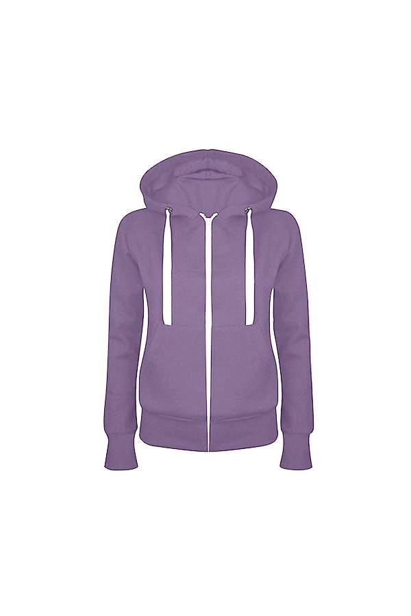 Gefomuofe Sweat-shirt à capuche pour femme - Couleur unie - Avec capuche et cordons de serrage, B violet., L