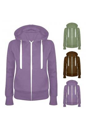 Gefomuofe Sweat-shirt à capuche pour femme - Couleur unie - Avec capuche et cordons de serrage, B violet., L