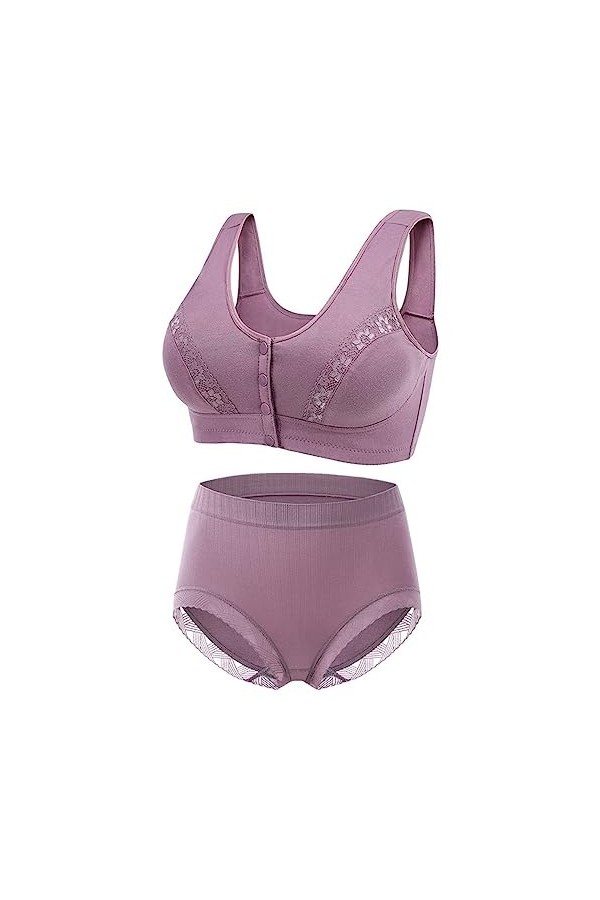 Xbemkste Ensemble soutien-gorge de sport, débardeur confortable pour femme, taille moyenne et haute, avec bouton avant, respi