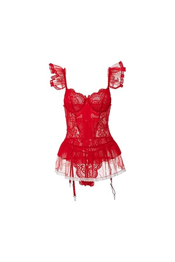 Lingerie sexy et tendance pour femme avec petite poitrine et grand anneau en acier, froncé avec rembourrage de poitrine, sous
