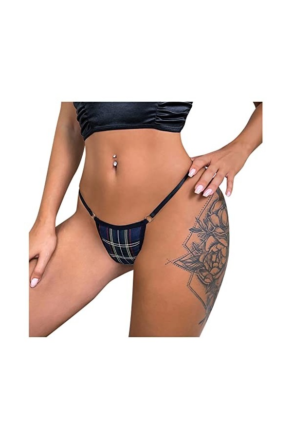 Lingerie sexy String Out Breifs Sous-vêtements G-String Pyjama Sous-vêtements String pour femme, Noir , M