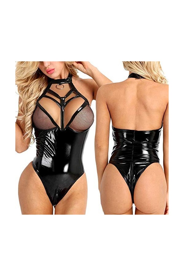 Fulidngzg Lingerie sexy pour femme - Entrejambe ouverte - Élégante - Lingerie étroite - Transparent - Grande taille - Coupe o