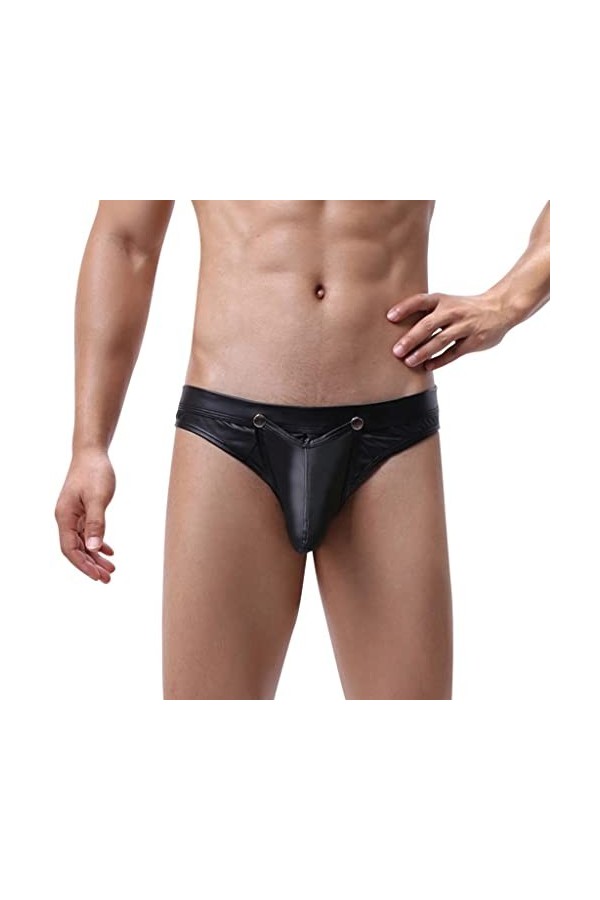 RUITOTP Hommes Sexy Low Waisted Ouverture Imitation Cuir sous-vêtements Confortables Mini Robe Homme Sexy Hot