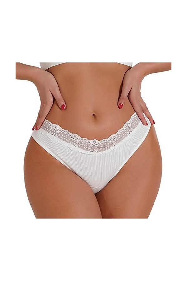 HELLORSOON String Ouvert Femme,Sexy Transparent Ouvertures érotiques Tendre Culotte en Dentelle Shorty pour Femme