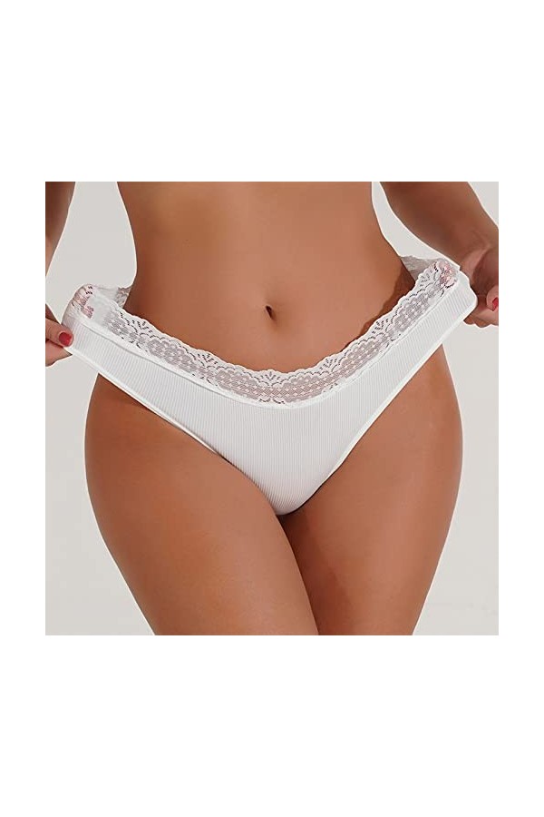 HELLORSOON String Ouvert Femme,Sexy Transparent Ouvertures érotiques Tendre Culotte en Dentelle Shorty pour Femme