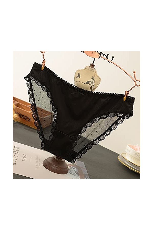 HELLORSOON String Ficelle Femme Doux Sexy Lace Dentelle Échancré String Ouvert Séduction Résille Volants sous-vêtements Culot