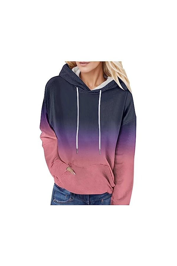 Gefomuofe Pull à capuche pour femme - Veste de mi-saison zippée - Vintage - Harajuku Streetwear - Sweat douillet avec fermetu