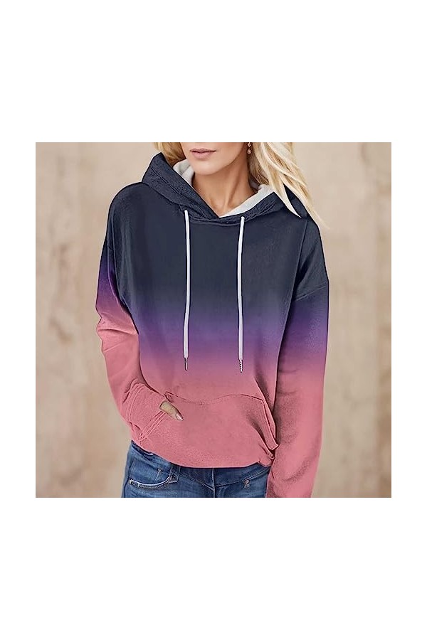 Gefomuofe Pull à capuche pour femme - Veste de mi-saison zippée - Vintage - Harajuku Streetwear - Sweat douillet avec fermetu