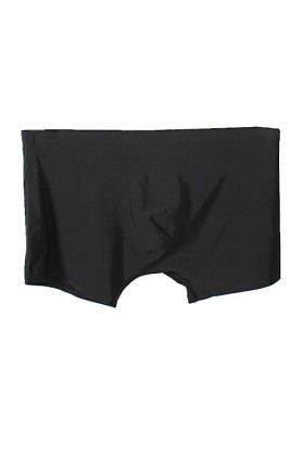 Yorggvel Sous-vêtements pour homme - Sans coutures - En soie glacée - Sexy - Solide - Boxer érotique - Respirant, Noir , L