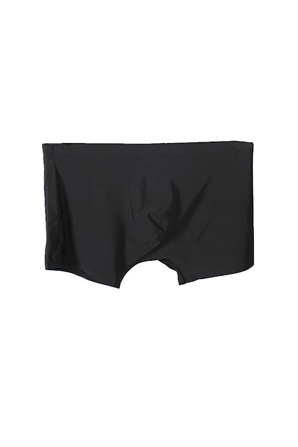 Yorggvel Sous-vêtements pour homme - Sans coutures - En soie glacée - Sexy - Solide - Boxer érotique - Respirant, Noir , L