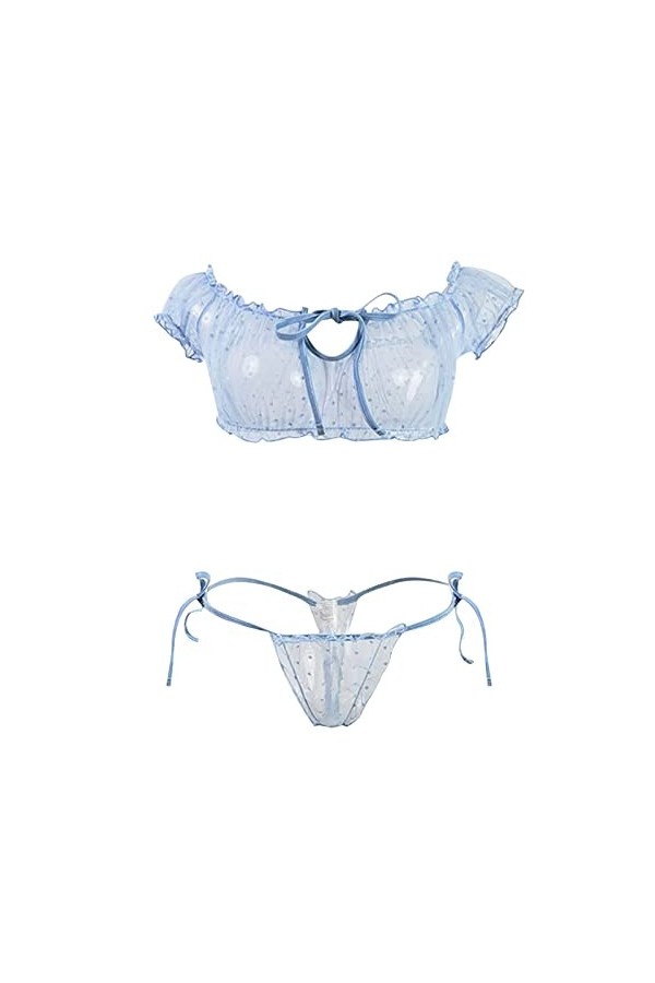 UOWEG Sexy Mesh Lingerie pour Femmes Bandage sous-Vêtements Ensemble Wrap Poitrine Culotte Creuse Soutiens-Gorge Ensemble Nig