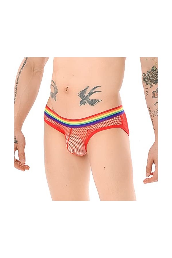Slips pour Hommes Culottes à Grille Sexy pour Hommes Slips de Ceinture Arc-en- sous-vêtements Amusants Costume Sexy