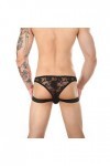 Sulifor String Respirant en Dentelle pour Hommes Double Ding Briefs Taille Basse Sexy sous-vêtements Sexy Robe Grande Taille 