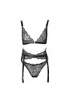 Reepetty Ensemble String Sexy Chic Frontière sous-vêtements érotiques jarretière trois pièces costume femme sens dentelle ava