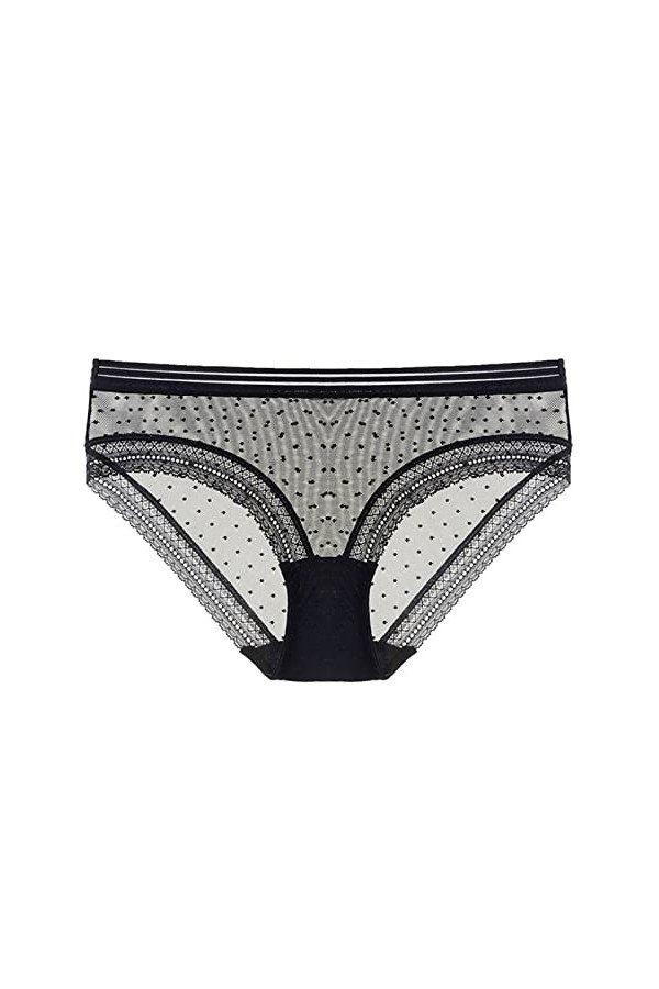 HELLORSOON Tanga pour Femme Doux Sexy Lace Dentelle String Ficelle Coupe Française Transparent Érotique Romantique sous-vêtem